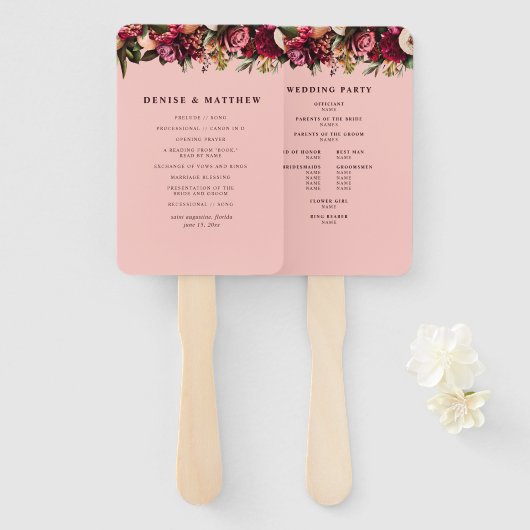 Romantische Chrysanthemum op Roze Gossamer Handwaaier (Voorkant en achterkant)