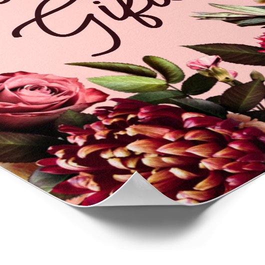 Romantische Chrysanthemum op Roze Gossamer Poster (Hoek)