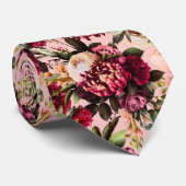 Romantische Chrysanthemum op Roze Gossamer Stropdas (Opgerold)