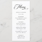 Romantische Classy Calligraphy Trouwen Zwart & Wit Menu (Voorkant)