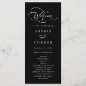 Romantische Classy Calligraphy Wedding Black Cerem Programma (Voorkant)