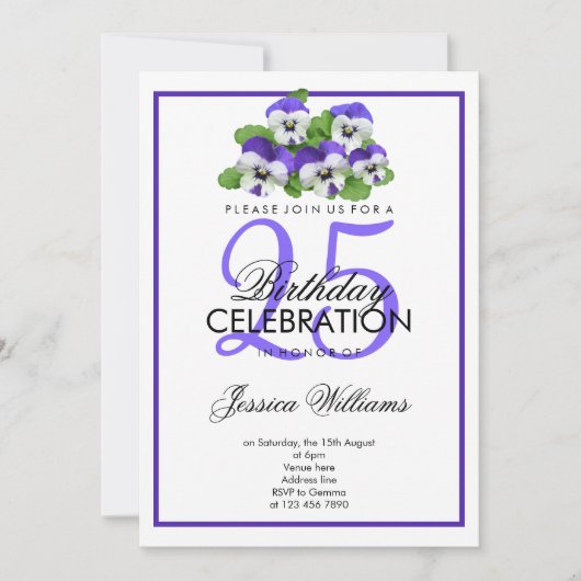 Romantische Classy Pansies Verjaardag Kaart (Voorkant)