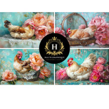 Romantische Cottage Bloem Kip Decoupage