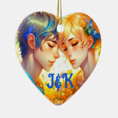 Romantische Couple's Gift | Gepersonaliseerde anim Keramisch Ornament (Rechts)