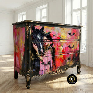 Romantische Cowgirl & Black Horse Decoupage Tissuepapier