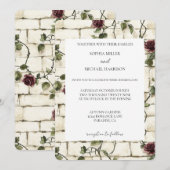 Romantische Cream Bricks Rode Rozen Bloemen Huweli Kaart (Voorkant / Achterkant)