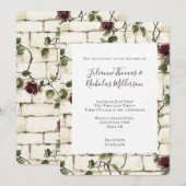 Romantische Crème Bakstenen Muur Rode Rozen Bruilo Kaart (Voorkant / Achterkant)