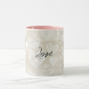 Romantische Crème Harten Mok