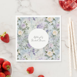 Romantische Crème paarse bloemen Vrijgezellenfeest Servet