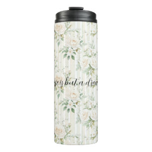 Romantische Crème Rozen Bloemstuk   Thermosbeker