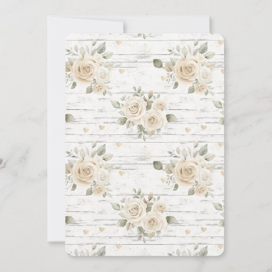 Romantische Crème Wit Bloemen Bruiloft Kaart (Achterkant)