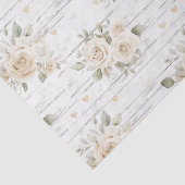 Romantische Crème Witte Bloem Boho Bruids Borrel Tissuepapier (Detail)