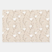 Romantische Crème Witte Bloem Boho Bruiloft Feest Inpakpapier Vel (Voorkant 3)