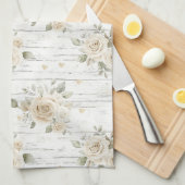 Romantische Crème Witte Bloemige Boho Bruidsfeest Theedoek (Quarter Fold)