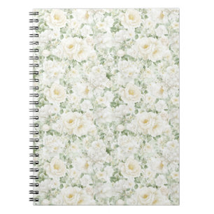 Romantische Crème Witte Rozen Bloemig Notitieboek