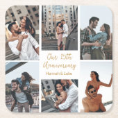 Romantische Custom Photo Collage Jubileum Party Vierkante Kartonnen Onderzetter (Voorkant)