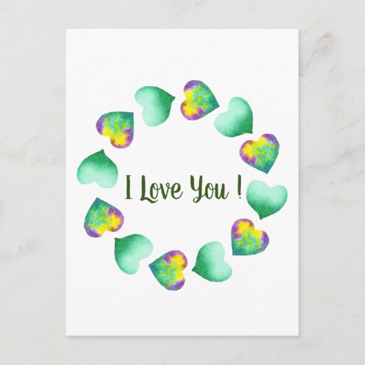 Romantische Cute Waterverf Groen Valentijnsdag Briefkaart (Voorkant)