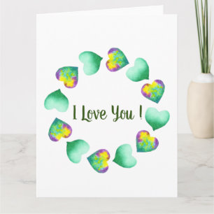 Romantische Cute Waterverf Groen Valentijnsdag Kaart