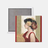 Romantische dame in rode magneet (Voorkant / Achterkant)