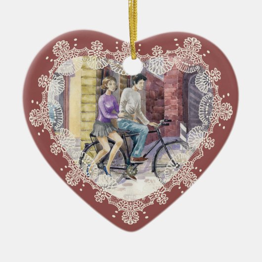 Romantische datum keramisch ornament (Voorkant)