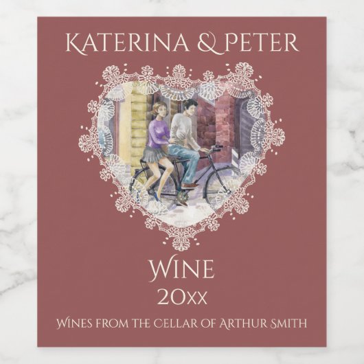 Romantische datum wijn etiket (Enkel label)