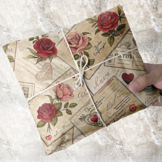 Romantische  Decoupage Rozen Hearts Letters Tissuepapier