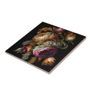 Romantische dramatische "Oude Wereld" Floral 2 Tegeltje