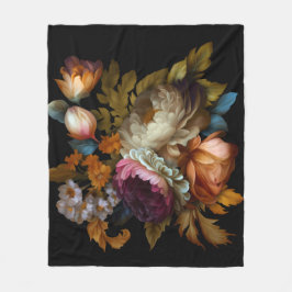 Romantische dramatische "Oude Wereld" Floral Fleece Deken