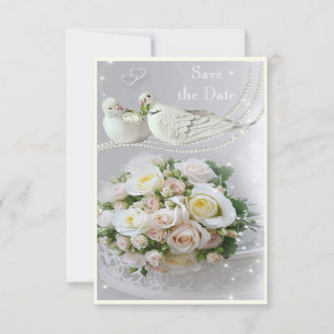 Romantische Duiven, Glitters & Rozen Bewaar de Dat Save The Date