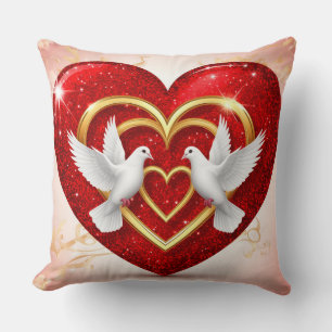 Romantische Duiven Hart Liefde Kussen