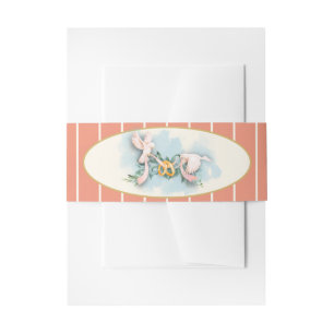 Romantische duiven koraal bruiloft uitnodigingen wikkel