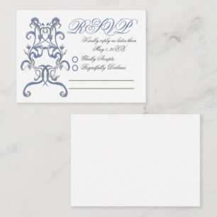Romantische Dusty Blue Thistle bruiloft RSVP Notitiekaartje