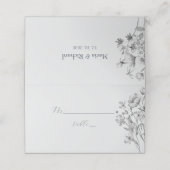 Romantische Dusty Blue Wedding Place Card (Buitenkant ongevouwen)