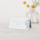 Romantische Dusty Blue Wedding Place Card (Voorkant)