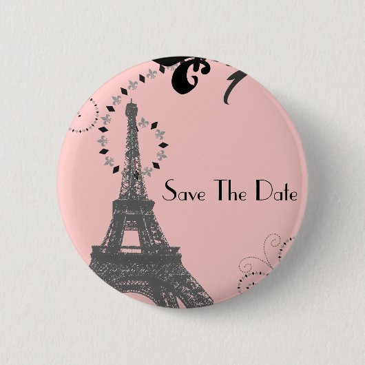 Romantische  eiffeltoren Paris Bruiloft Ronde Button 5,7 Cm (Voorkant)