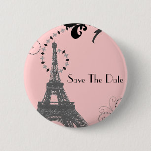 Romantische  eiffeltoren Paris Bruiloft Ronde Button 5,7 Cm