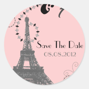 Romantische eiffeltoren Paris Bruiloft Ronde Sticker