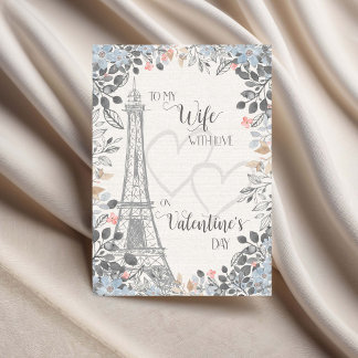 Romantische Eiffeltoren voor vrouw op Valentijnsda Kaart