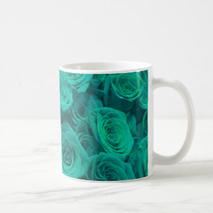 Romantische elegant blauwgroen - groene rozen koffiemok