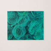 Romantische elegant blauwgroen - groene rozen legpuzzel (Horizontaal)