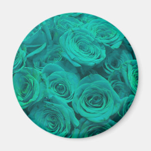 Romantische elegant blauwgroen - groene rozen magneet