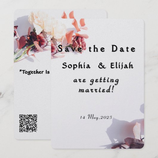 Romantische Elegante Bloemen Bewaar de datum trouw Save The Date (Voorkant / Achterkant)