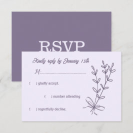 Romantische elegante mauve bloemenbruiloft RSVP kaartje