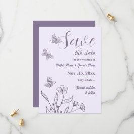 Romantische elegante mauve bloemenbruiloft save the date