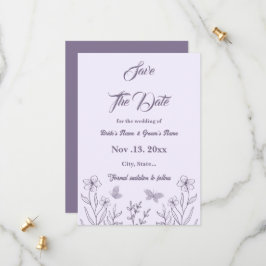 Romantische elegante mauve bloemenbruiloft save the date