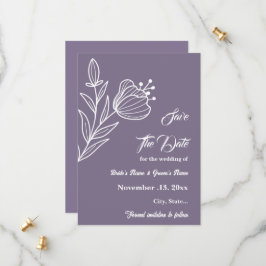 Romantische elegante mauve bloemenbruiloft save the date