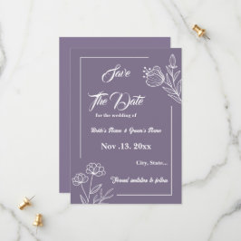 Romantische elegante mauve bloemenbruiloft save the date