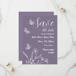 Romantische elegante mauve bloemenbruiloft save the date