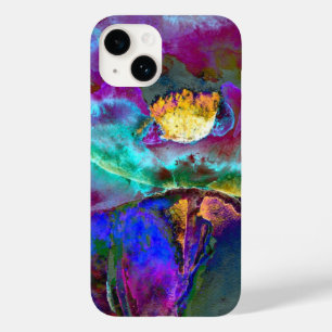 Romantische elegante paarse blauwgroen bloemschild Case-Mate iPhone 14 hoesje