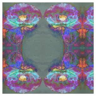 Romantische elegante paarse blauwgroen bloemschild stof